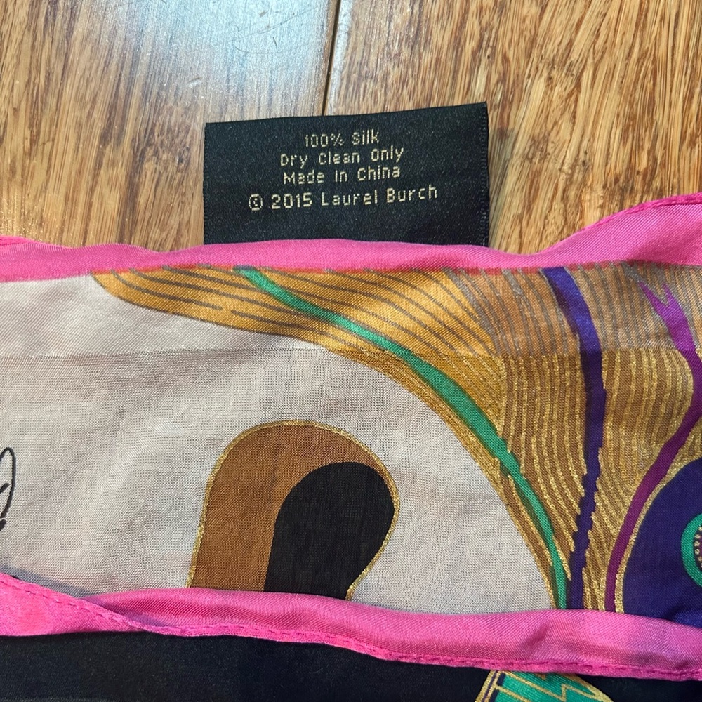 Vintage Laurel Burch 100% Silk Scarf Multicolor Butterfly Long Designer Wrap - Picture 10 of 16